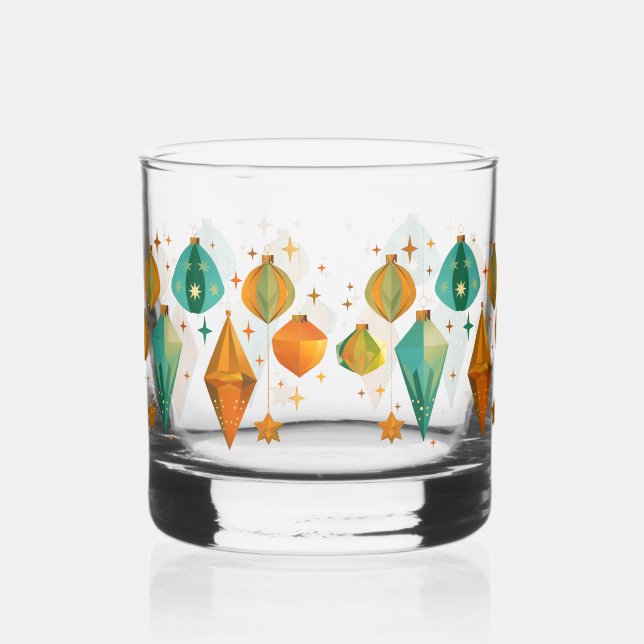 Retro Christmas Mid Century Modern Whiskey Glass (Front)