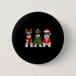Retro Christmas Miniature Schnauzer Santa Reindeer 6 Cm Round Badge