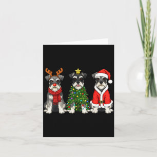 Retro Christmas Miniature Schnauzer Santa Reindeer Card