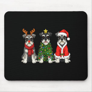 Retro Christmas Miniature Schnauzer Santa Reindeer Mouse Pad