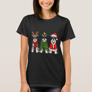 Retro Christmas Miniature Schnauzer Santa Reindeer T-Shirt