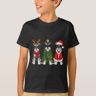 Retro Christmas Miniature Schnauzer Santa Reindeer T-Shirt