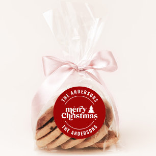 Retro  Christmas Modern Minimal Unique Classic Round Sticker