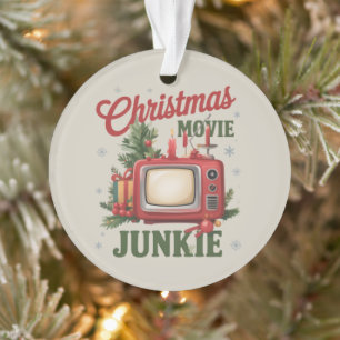 Retro Christmas Movie Junkie Family Party Xmas Ornament