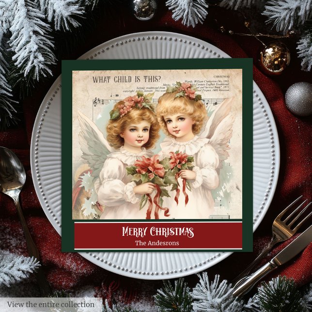 Retro Christmas Napkins Elegant Angel Table Accent (Retro Christmas Napkins Elegant Angel Table Accent)