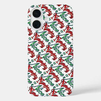 Retro Christmas, Naughty or Nice Red Green Letters iPhone 16 Case