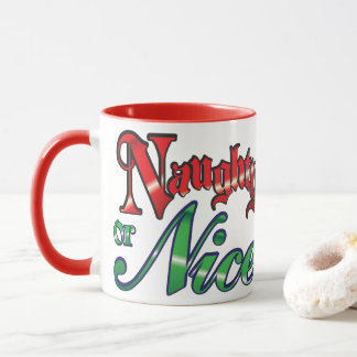 Retro Christmas, Naughty or Nice Red Green Letters Mug