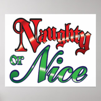 Retro Christmas, Naughty or Nice Red Green Letters Poster