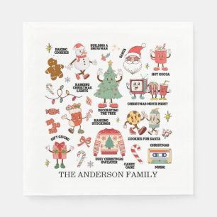 Retro Christmas Nostalgic Green And Red Napkin