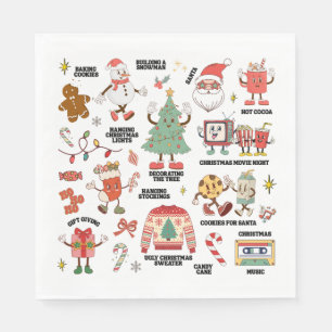 Retro Christmas Nostalgic Green And Red Napkin