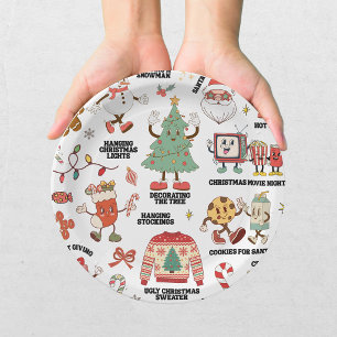 Retro Christmas Nostalgic Green And Red Paper Plate