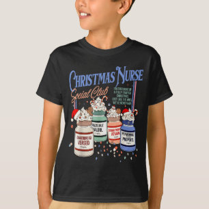 Retro Christmas Nurse Social Icu Nurse Profol Xmas T-Shirt