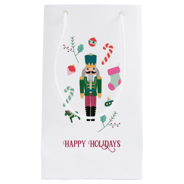 Retro Christmas Nutcracker Vintage Holiday Small Gift Bag (Front)