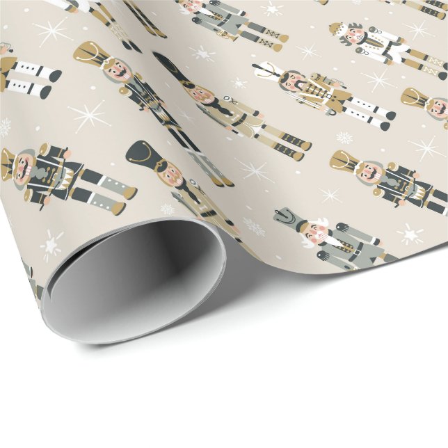 Retro Christmas Nutcrackers Wrapping Paper (Roll Corner)