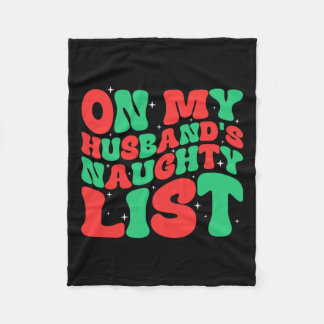 Retro christmas on my husbands naughty list  fleece blanket