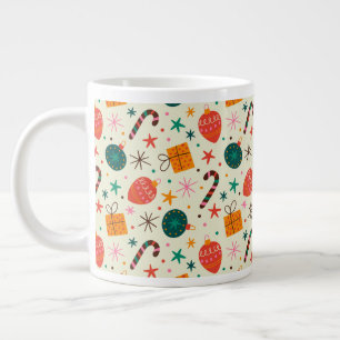 Retro Christmas Ornament and Gift Pattern Large Coffee Mug