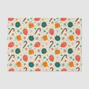 Retro Christmas Ornament and Gift Pattern Tissue Paper