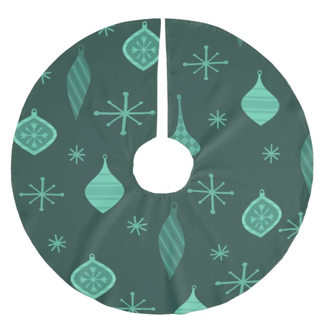 Retro Christmas Ornaments Green Brushed Polyester Tree Skirt (Front)