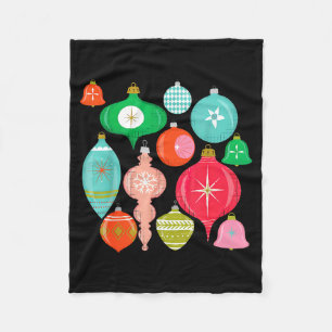 Retro Christmas Ornaments Mid Century Modern Fleece Blanket