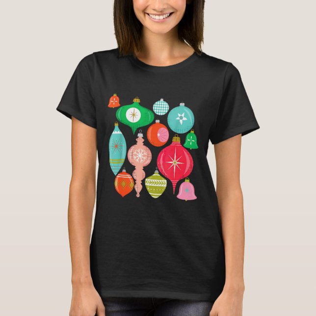 Retro Christmas Ornaments Mid Century Modern  T-Shirt (Front)