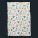 Retro Christmas Ornaments | Mid Century Modern   Tea Towel<br><div class="desc">Atomic Era Retro Ornaments | Mid Century Modern. Vintage pastel Christmas ornament repeating pattern. Matching stationery and decor available in store.</div>