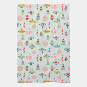 Retro Christmas Ornaments   Mid Century Modern   Tea Towel