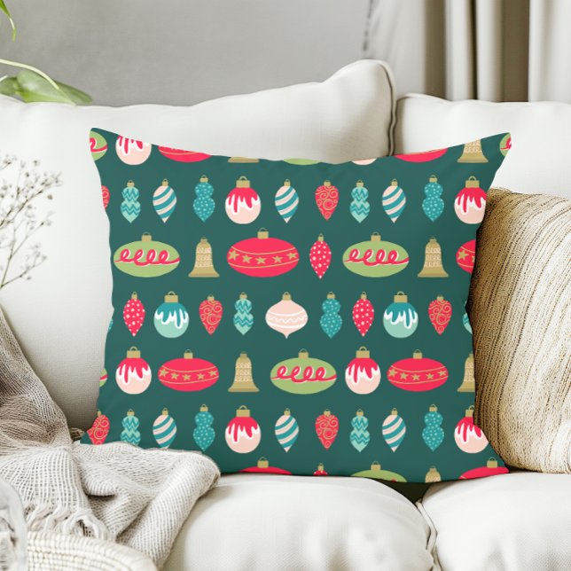 Retro Christmas Ornaments Midcentury Modern Colour Cushion (Creator Uploaded)