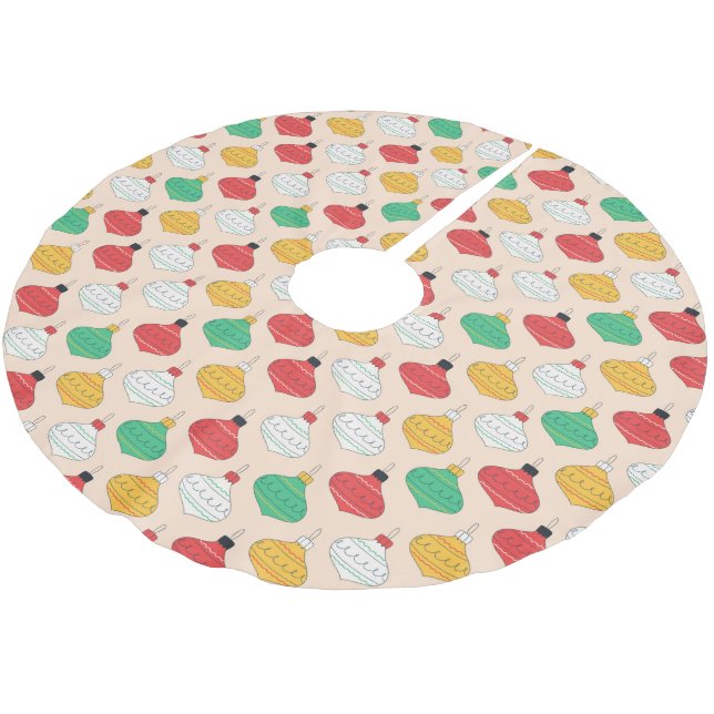 Retro Christmas Ornaments Pattern Brushed Polyester Tree Skirt (Angled)