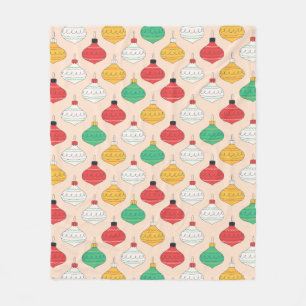Retro Christmas Ornaments Pattern Fleece Blanket