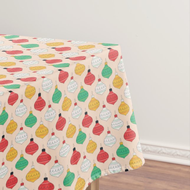 Retro Christmas Ornaments Pattern Tablecloth (In Situ)