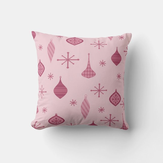 Retro Christmas Ornaments Red Cushion (Front)