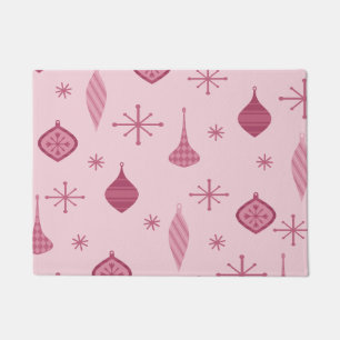 Retro Christmas Ornaments Red Doormat