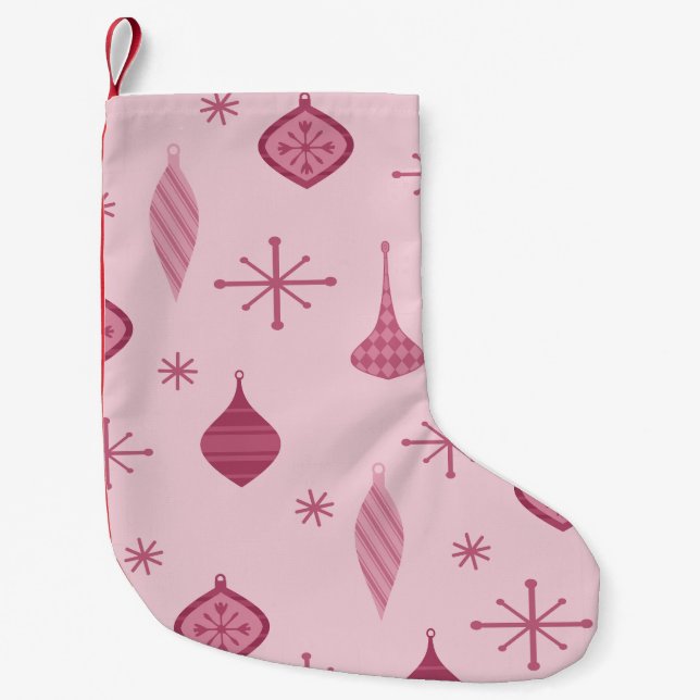 Retro Christmas Ornaments Red Small Christmas Stocking (Front)
