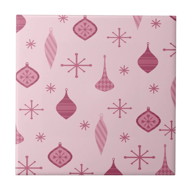 Retro Christmas Ornaments Red Tile (Front)