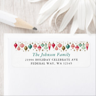 Retro Christmas Ornaments Return Address