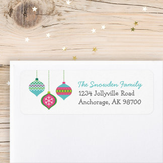 Retro Christmas Ornaments Return Address Labels