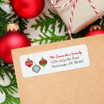 Retro Christmas Ornaments Return Address Labels<br><div class="desc">Cute and simple modern retro holiday return address labels with a whimsical Christmas ornament design. Personalise it with your family name and address. Perfect for mailing Christmas and holiday cards this winter! Click Customise It to change text fonts and colours to create your own unique one of a kind design....</div>
