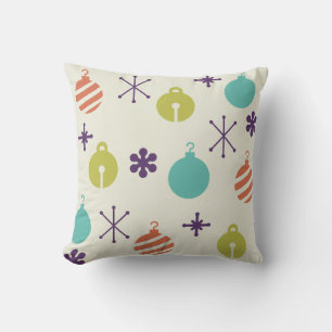 Retro Christmas Ornaments Snowflakes Cushion