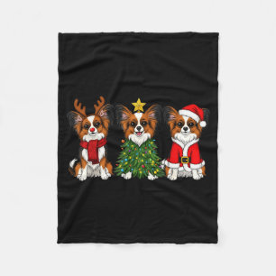Retro Christmas Pallon Dog Lover Santa Reindeer  Fleece Blanket