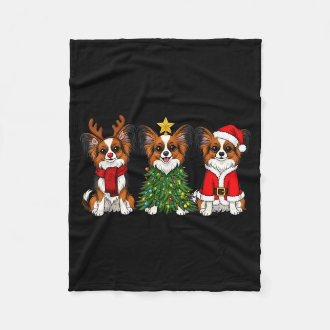 Retro Christmas Pallon Dog Lover Santa Reindeer  Fleece Blanket (Front)