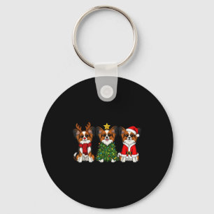 Retro Christmas Pallon Dog Lover Santa Reindeer  Key Ring
