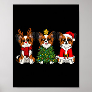 Retro Christmas Pallon Dog Lover Santa Reindeer  Poster