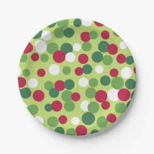Retro Christmas Party Dots Paper Plates