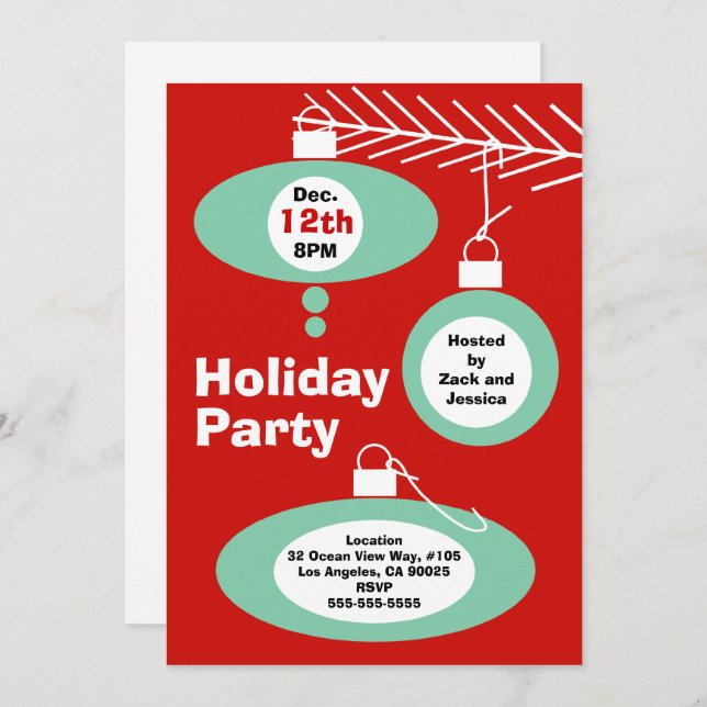 Retro Christmas Party Invitation (Front/Back)