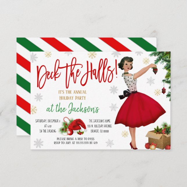 Retro Christmas Party Invitation (Front/Back)