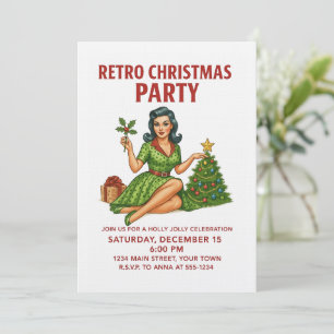 Retro Christmas Party Invitation   Vintage Pin-Up 