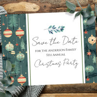 Retro Christmas Party Save the Date Tree