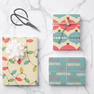 Retro Christmas pastel 50s Vintage Wrapping Papper Paper Sheet