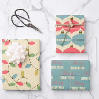 Retro Christmas pastel 50s Vintage Wrapping Papper Paper Sheet