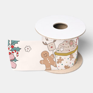 Retro Christmas Pattern Satin Ribbon